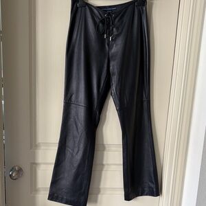 Black Leather Lace-Up Pants